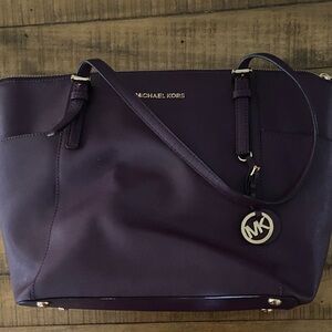 Michael Kors Dark Purple Saffiano Leather Tote